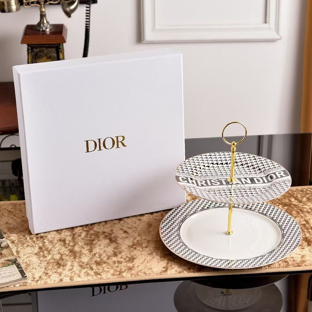  Christian Dior Porcelain 2 Tier Cake Stand